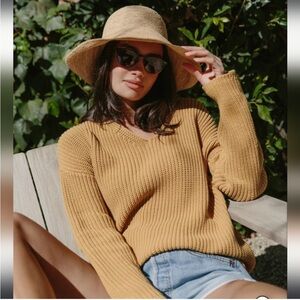 Jenni Kayne Cotton Cabin Sweater - Mustard Color Small